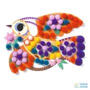 Djeco Pompom-kép készítő, Puha mintázatú madarak - 0070