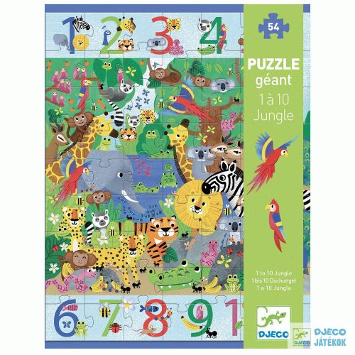 1 to 10 Jungle - Dzsungelben 1-10-ig Djeco képkereső, megfigyelő óriás puzzle - 7148