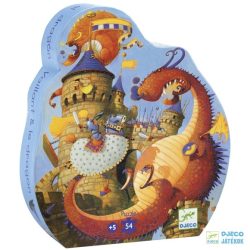   Formadobozos puzzle, Lovag és a sárkány (Djeco, 7256, 54 db-os kirakó, 5-10 év)