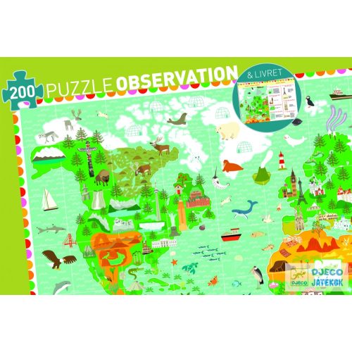 Around the world Világtérkép 200 db-os Djeco képkereső puzzle