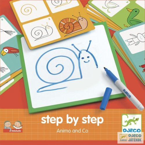Rajzolás lépésről lépésre állatok Djeco Step by Step Animals and Co