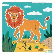 Stencils - Wild animals, Vadállatos 5 db-os Djeco rajzsaboln készlet - 8916