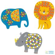 Soft Jungle, Dzsungel állatok mozaikkép készítő Djeco kreatív készlet - 9097